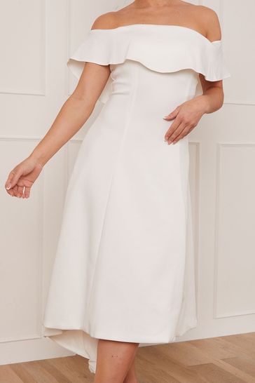 White bardot outlet ruffle dress