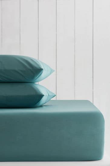Marine Teal Blue Cotton Rich Deep Fitted Sheet