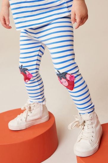 Blue Stripe Strawberry Embellished Leggings (3mths-7yrs)
