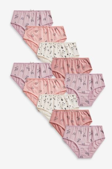 Pink/Lilac/Cream Ditsy 10 Pack Briefs (1.5-16yrs)