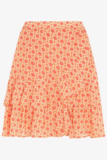 H&m orange store velvet skirt