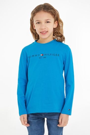 Buy Tommy Hilfiger Unisex Kids Long from USA Next Sleeve Blue Essential T-Shirt