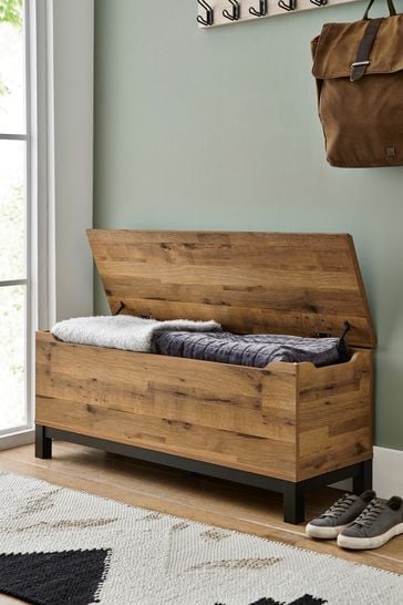 Dark Bronx Bronx Oak Effect Hallway Storage Bench
