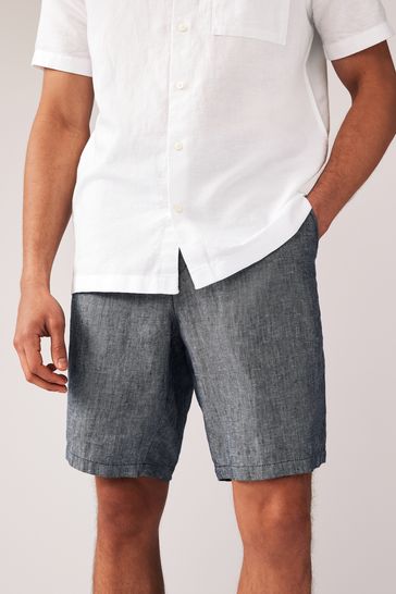 Navy Linen Luxe Shorts