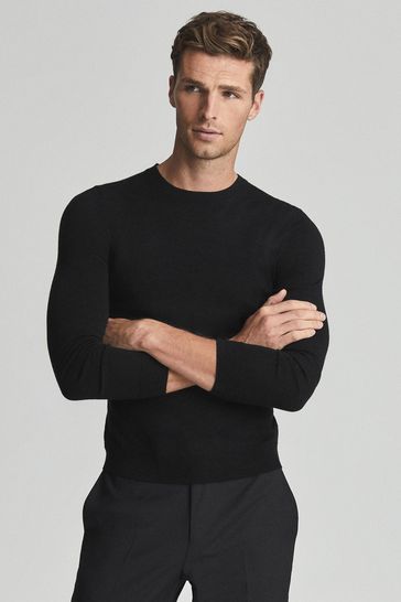 Reiss Black Reiss Wessex Merino Wool Jumper