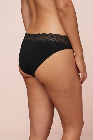 Buy Black - Cotton and Lace Knickers 4 Pack from Next Poland