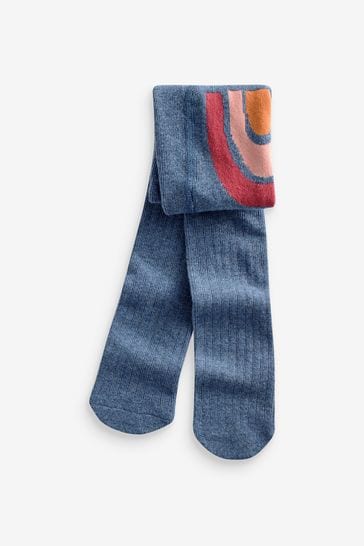 Buy Blue Rainbow Single Baby Tights With Design 0mths 2yrs from