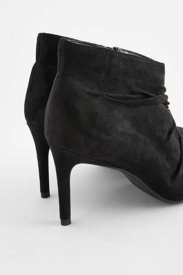Black suede ruched ankle new arrivals boots