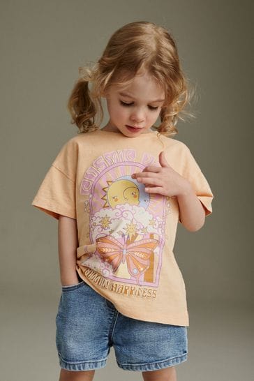 Orange Butterfly Short Sleeve T-Shirt (3mths-7yrs)