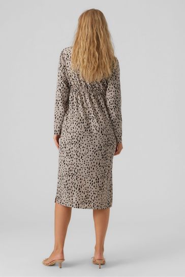 Mamalicious Grey Maternity Polka Dot Print Wrap Midi Dress