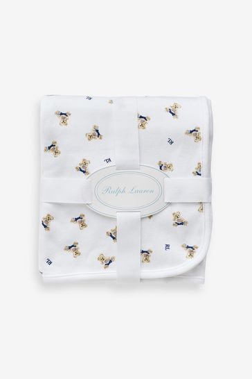 Buy Polo Ralph Lauren Baby White Multi Bear Jersey 100 Cotton Blanket from Next Luxembourg