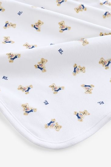 Buy Polo Ralph Lauren Baby White Multi Bear Jersey 100 Cotton Blanket from Next Luxembourg