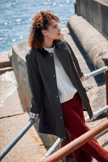 Buy FatFace Green Hampshire Wax Swing Coat from Next Denmark