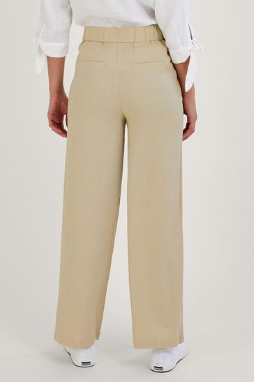 Monsoon Natural Jenny Shorter Length Trousers in Linen Blend