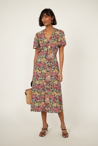Warehouse button on sale midi dress