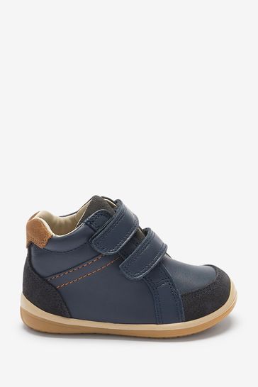 Navy Blue Wide Fit (G) Leather First Walker Boots