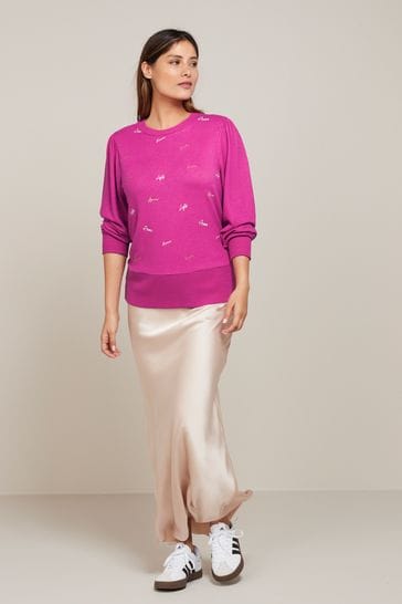 Buy Fuchsia Pink Love Cosy Soft Touch Lightweight Drop Shoulder