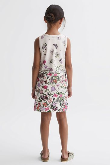 Buy Reiss Pink Print Raina Junior Floral Drawstring Waist Dress