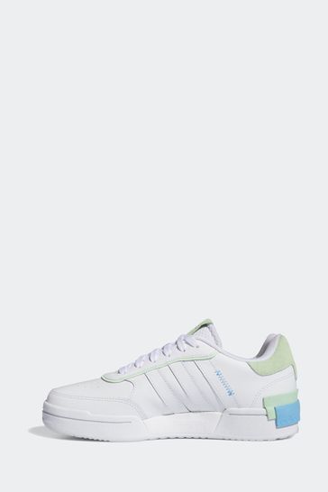 Green and new arrivals white adidas trainers