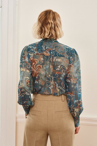 sheer paisley blouse