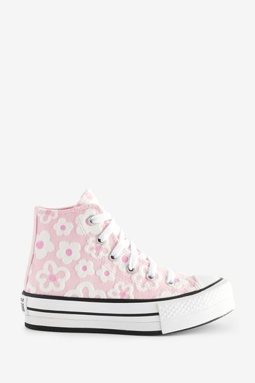 Converse Pink Floral Textured EVA Lift Junior Trainers