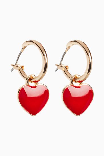 LOOK INTO YOUR HEART HOOK EARRINGS RED | Heart Earrings – Betsey Johnson