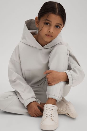 Buy Reiss Grey Selma 9 13 yrs Hybrid Jersey Elasticated Hoodie from Next Bahrain