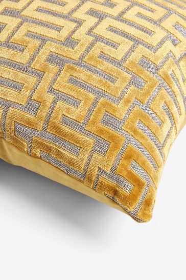 Buy Ochre Yellow Small Square Fretwork Cushion from Next Luxembourg