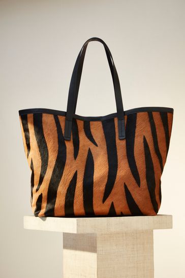 Buy Animal Print Premium Leather Shopper Bag from Next Germany