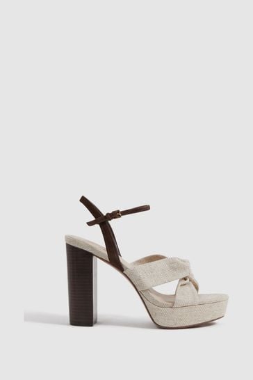 Reiss Natural Heidi Raffia Platform Heels