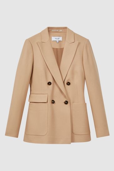 Double breasted camel blazer outlet
