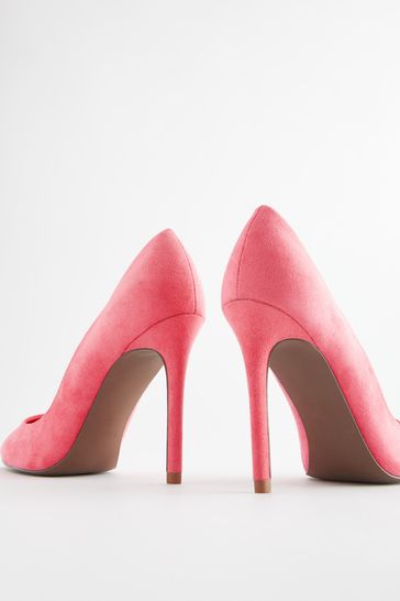 Pink pointed court shoes top