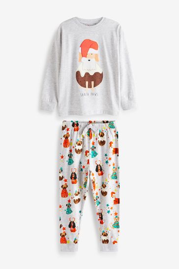 Buy Grey Kids Matching Family Christmas Dog Pyjamas 9mths 16yrs from Next Luxembourg