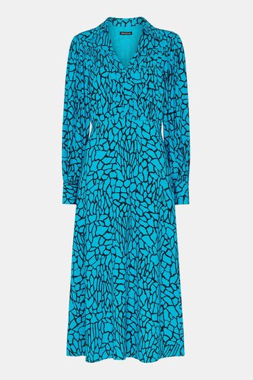 Whistles blue leopard print on sale dress