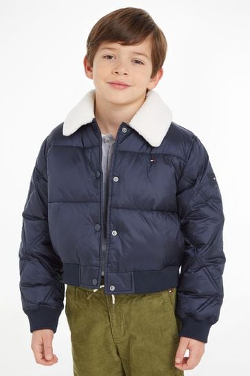 Tommy Hilfiger Kids Blue Quilt Cropped Puffer Jacket