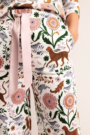 Boden Cream Cotton Sateen Pyjama Bottoms
