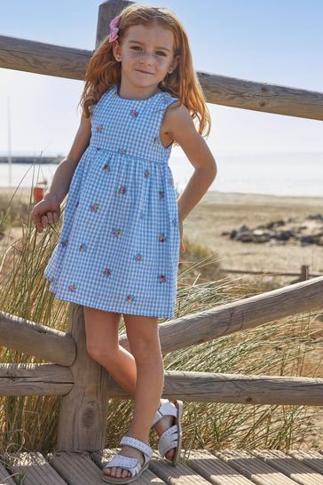 Blue gingham overall dress sale