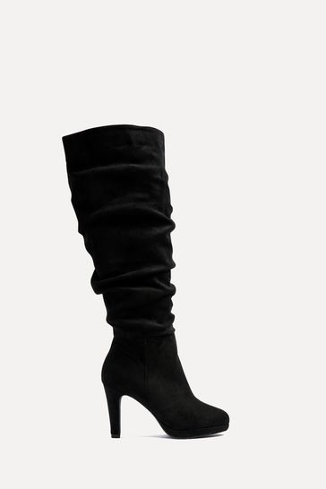 Buy Linzi Black Gianna Platform High Leg Boot With Stiletto Heels