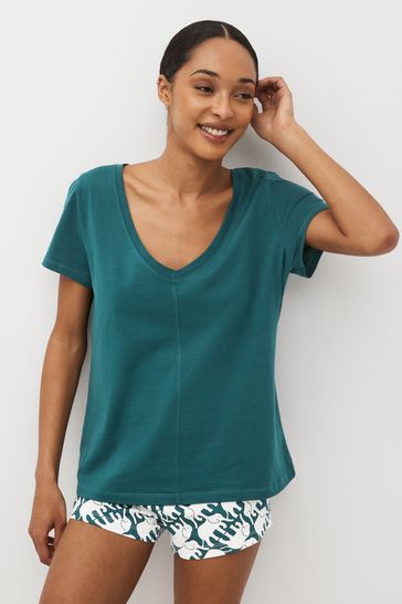 Buy Teal Blue Elephant Cotton Short Sleeve Pyjamas from Next USA
