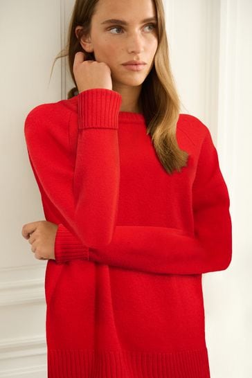 Red Premium 100 Lambswool Crew Neck Jumper