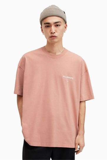 AllSaints Pink Underground Crew T-Shirt