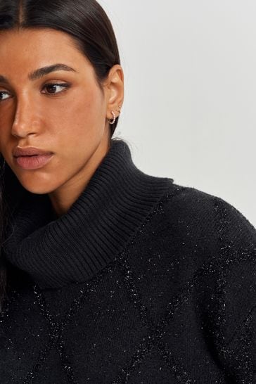 Black sparkly hotsell polo neck