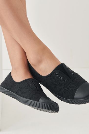 Buy Black Slip On Canvas Shoes from Next Luxembourg