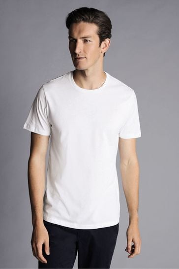 Charles Tyrwhitt White Crew Neck Cotton T-Shirt 2 Pack