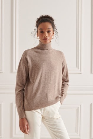 Superdry Nude Lambswool Roll Neck Jumper