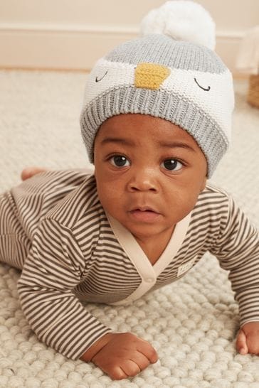 Grey bobble hat baby 2025