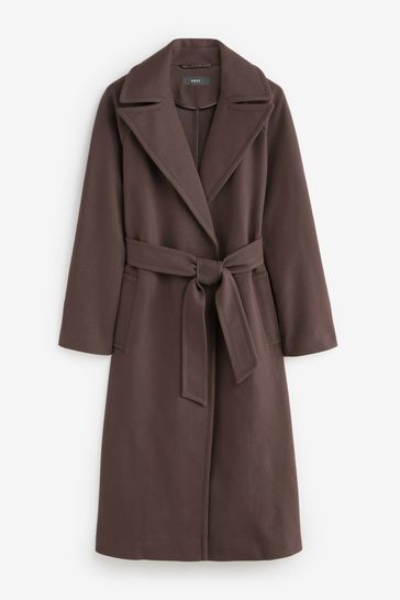 Chocolate Brown Long Belted Maxi Coat