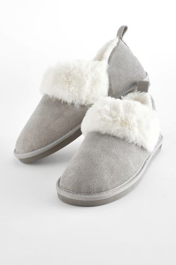 Grey suede slippers top