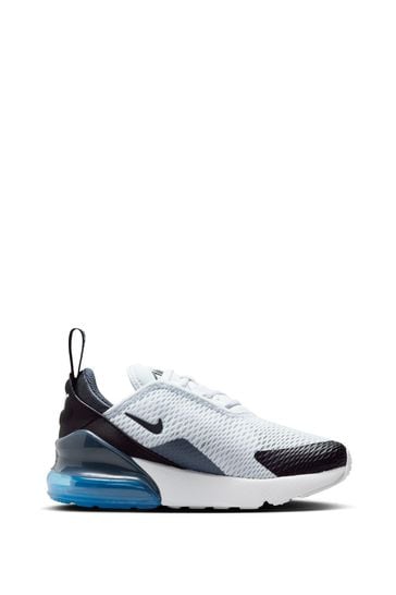 Nike white  and  blue air max 270 trainers junior hot sale