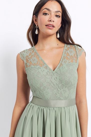 Maya Green Chiffon Lace Bridesmaid Dress
